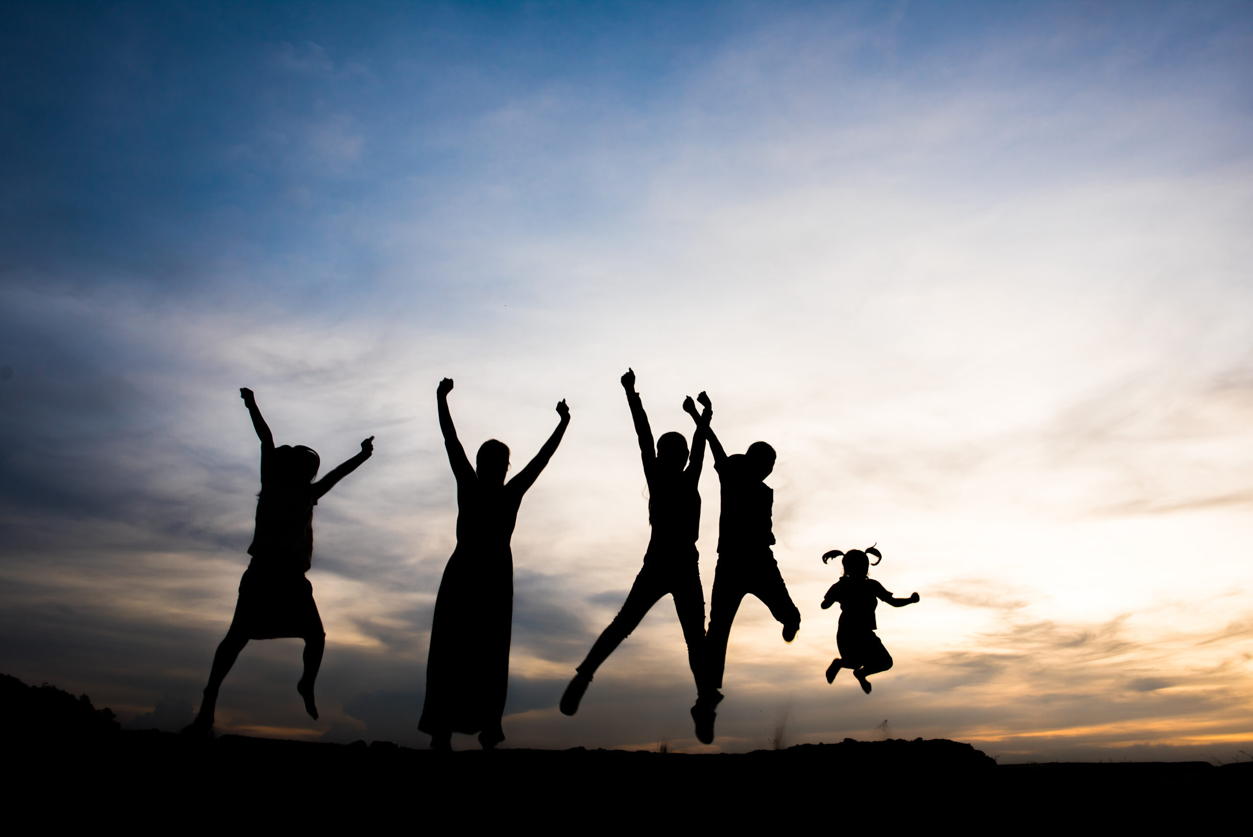 Silhouette of people happy time